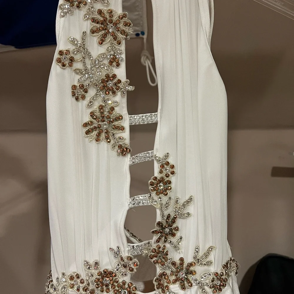White Embellished Dance Costume Leotard - Brand Unspecified